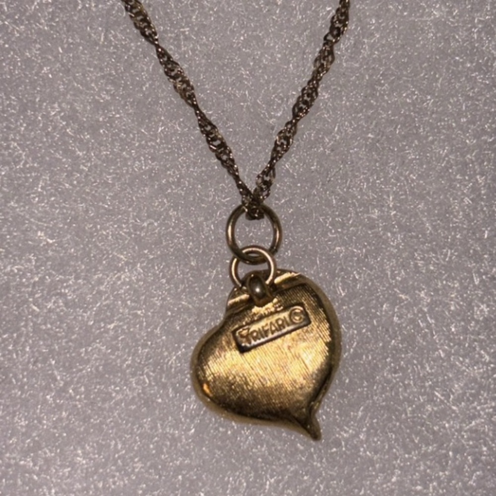 Vintage Trifari Gold Heart Pendant Necklace and Italy 14K Gold Necklace EUC